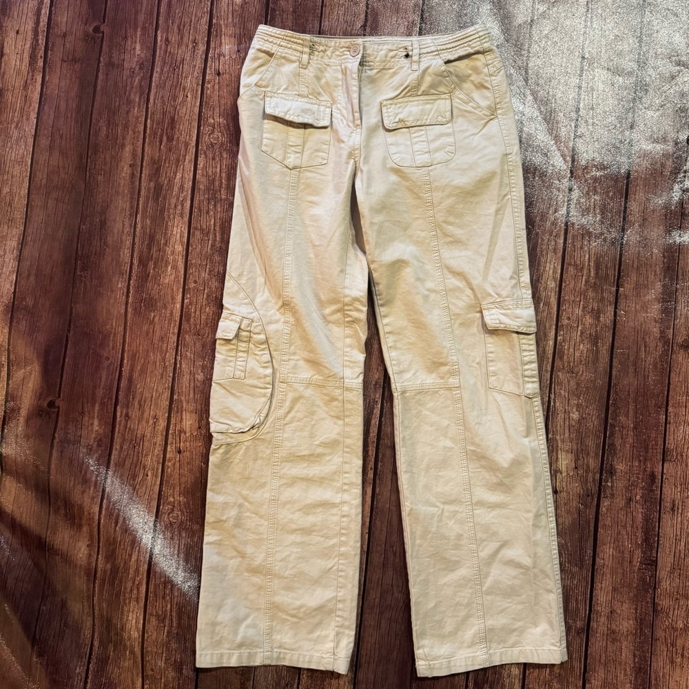 🤍 Brandy Melville Tan Cargo Pants – One Size – Utility Pockets 🤍